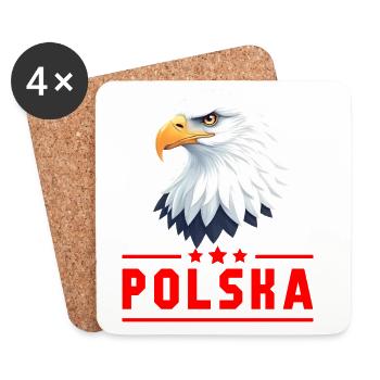 POLEN Adler rote Buchstaben - Untersetzer (4er-Set) - Weiß - Vorne
