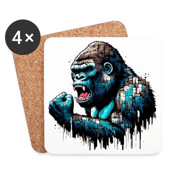 Gorilla - Untersetzer (4er-Set) - Weiß - Vorne