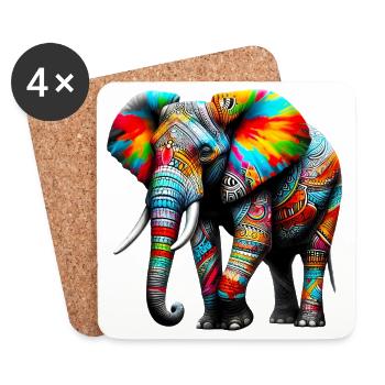 Éléphant - Dessous de verre (lot de 4) - blanc - Devant