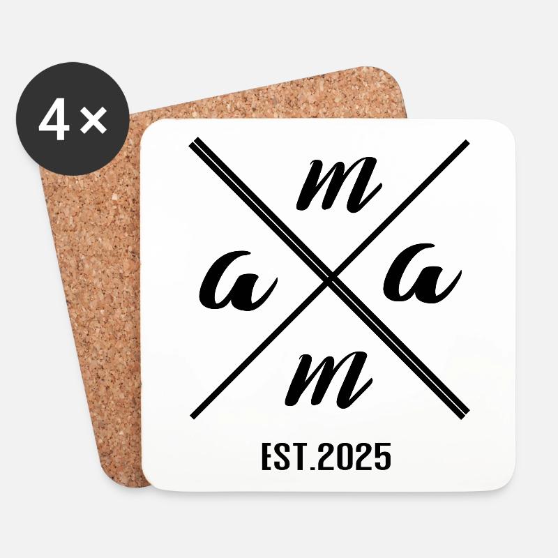 Mama Established 2025 – Minimalist Geschenk Design - Untersetzer (4er-Set) - Weiß