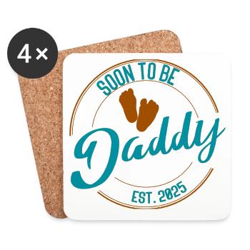 Bientôt papa cadeau pour les futurs papas coloré - Dessous de verre (lot de 4) - blanc - Devant