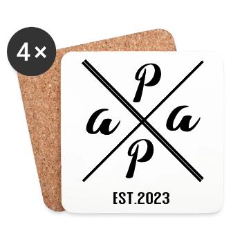 Papa Established 2023 – Minimalist Geschenk Design - Untersetzer (4er-Set) - Weiß - Vorne