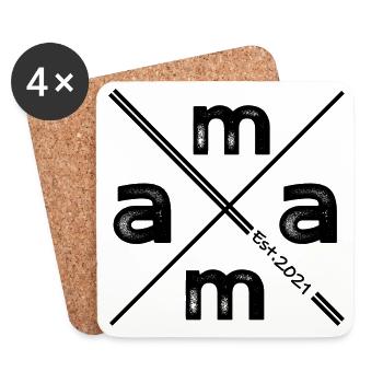 Mama Established 2021 – Design minimaliste vintage - Dessous de verre (lot de 4) - blanc - Devant