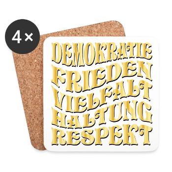 DEMOKRATIE UNTERSTÜTZEN - VIELFALT WÄHLEN - Untersetzer (4er-Set) - Weiß - Vorne