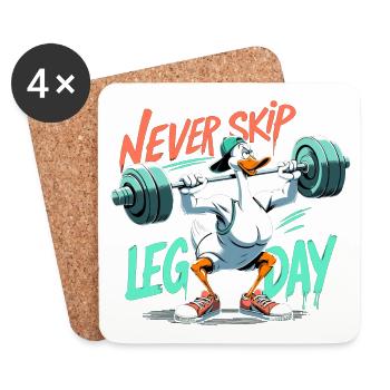 Jour de jambe d’entraînement de jambe d’oie drôle de gymnase cadeau - Dessous de verre (lot de 4) - blanc - Devant