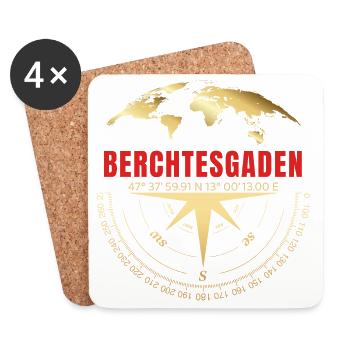 Koordinaten Berchtesgaden - Untersetzer (4er-Set) - Weiß - Vorne