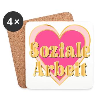 HERZ SOZIALE ARBEIT - Untersetzer (4er-Set) - Weiß - Vorne