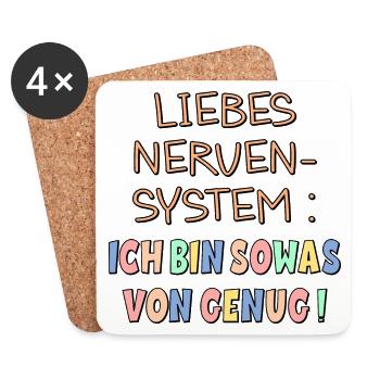 NERVENSYSTEM - ICH BIN GENUG - Untersetzer (4er-Set) - Weiß - Vorne