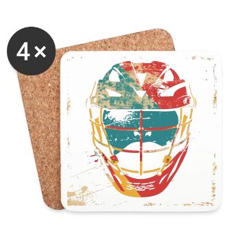 Oldschool Lacrosse Helmet - Coasters (set of 4) - white - Front