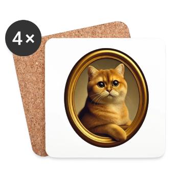 Cat portrait Carlo the cat - Coasters (set of 4) - white - Front