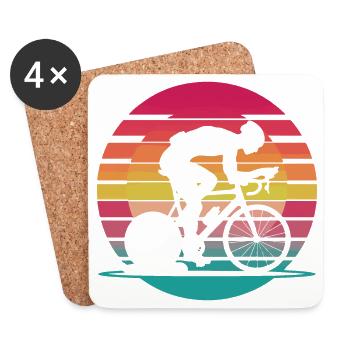 Neon Cyclist - Retro Indoor-Training - Untersetzer (4er-Set) - Weiß - Vorne