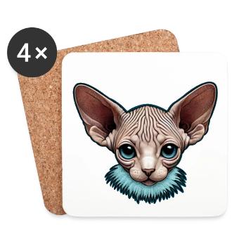 Kitty Sphynx aux yeux bleus - Dessous de verre (lot de 4) - blanc - Devant