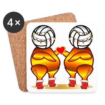 CHRISTMAS ROAST CHICKEN VOLLEYBALL - Coasters (set of 4) - white - Front