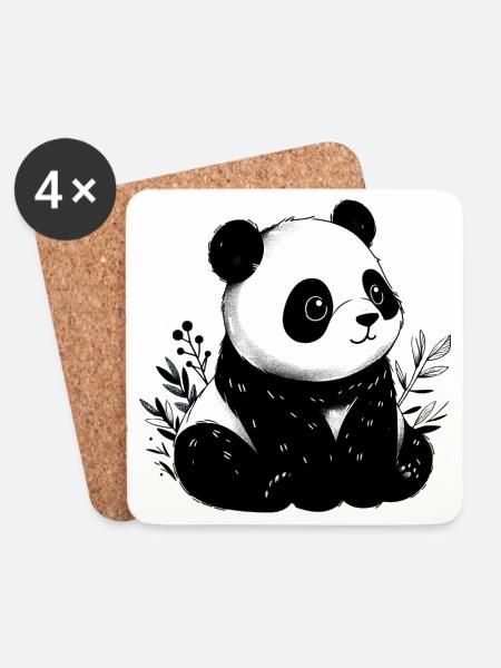 Panda - Untersetzer (4er-Set) - Weiß