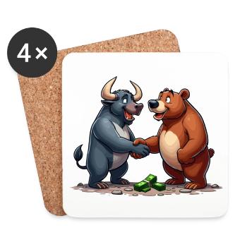 Stock Market Taurus Bear Handshake Profit Gift - Coasters (set of 4) - white - Front