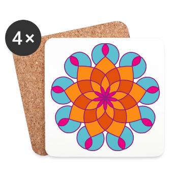 Mandala Yoga coloré yogi méditation soleil om - Dessous de verre (lot de 4) - blanc - Devant