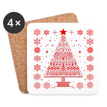 Ugly Xmas: Geometric Christmas Design Red - Coasters (set of 4) - white - Front