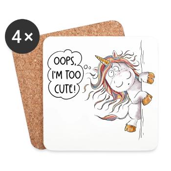Trop mignon Rainbow Unicorn Fantasy - Dessous de verre (lot de 4) - blanc - Devant