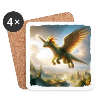 Le dragon licorne - La magie rencontre la force - Dessous de verre (lot de 4) - blanc - Devant