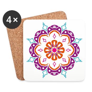 Yoga Ornament Star Snowflake Christmas om - Coasters (set of 4) - white - Front