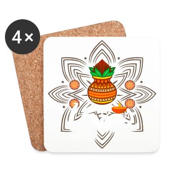 Happy Ugadi - Celebrate the new beginning with joy - Coasters (set of 4) - white - Front