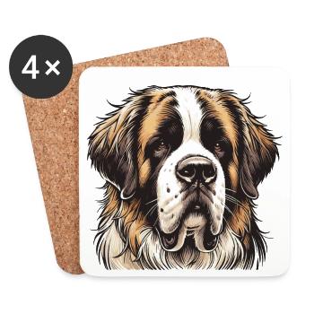 Saint-bernard - Dessous de verre (lot de 4) - blanc - Devant