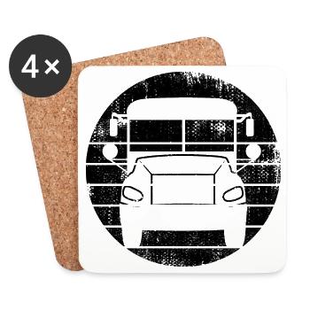 Bus Sketch - Coasters (set of 4) - white - Front