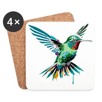 fascinating beauty of a hummingbird as a graffit - Coasters (set of 4) - white - Front