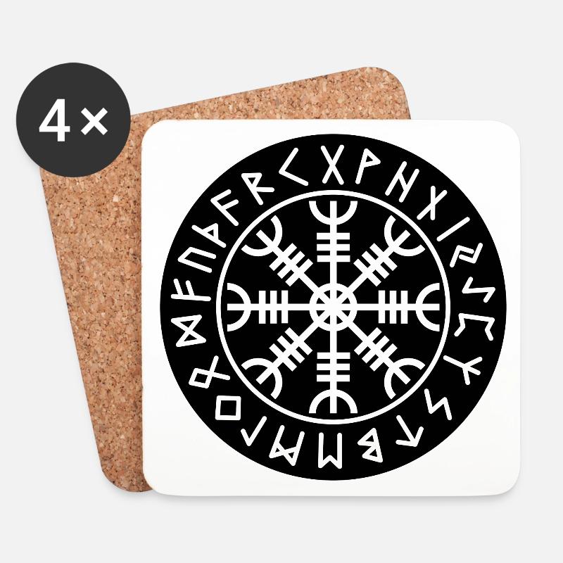 Aegishjalmur schwarze Kreisrunen - Untersetzer (4er-Set) - Weiß