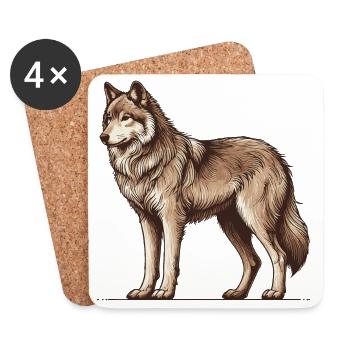 Wolf - Coasters (set of 4) - white - Front