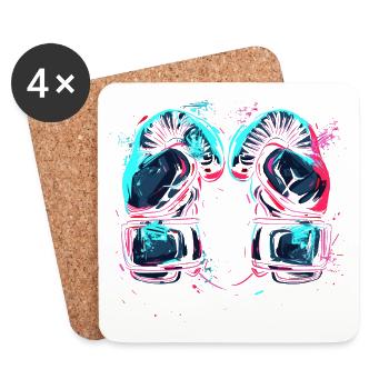 Kickboxing Gloves Steampunk Look - Coasters (set of 4) - white - Front