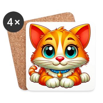 Cat - Coasters (set of 4) - white - Front