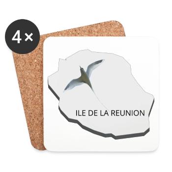 ILE DE LA REUNION - Dessous de verre (lot de 4) - blanc - Devant
