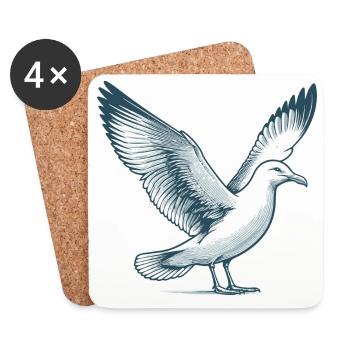 Mouette - Dessous de verre (lot de 4) - blanc - Devant