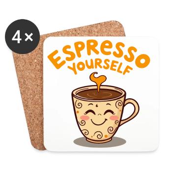 Niedliches Kaffeetassen-Stressabbau-Design - Untersetzer (4er-Set) - Weiß - Vorne