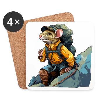 Rat Alpiniste / Rat de randonnée - Dessous de verre (lot de 4) - blanc - Devant