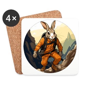Rabbit Hiking / Mountaineer Rabbit - Coasters (set of 4) - white - Front