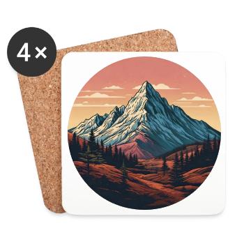 Paysage Monagne Forêt - Dessous de verre (lot de 4) - blanc - Devant