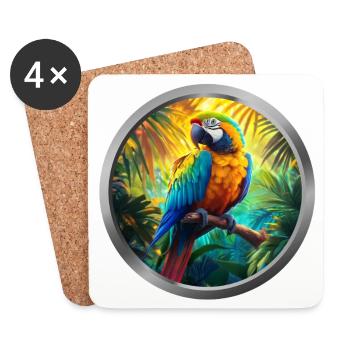 Macaw Animal -1 - Coasters (set of 4) - white - Front
