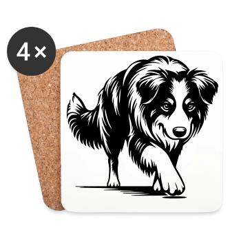 Berger australien - Dessous de verre (lot de 4) - blanc - Devant