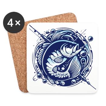 Anglerfisch mit Wasserblasen Design - Untersetzer (4er-Set) - Weiß - Vorne