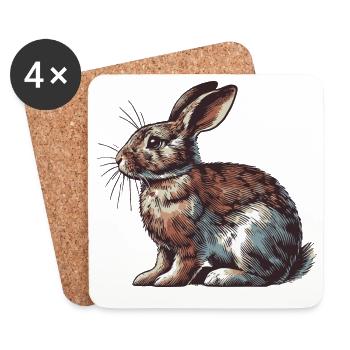 Hase - Untersetzer (4er-Set) - Weiß - Vorne
