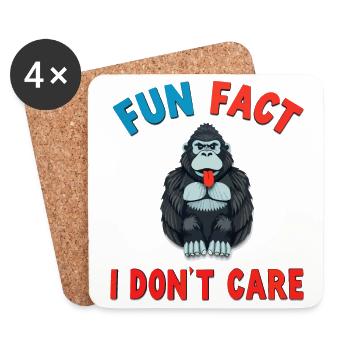 Funny Gorilla Fun Fact Je m’en fiche - Dessous de verre (lot de 4) - blanc - Devant