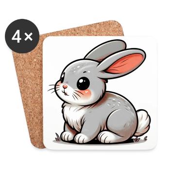 Lapin - Dessous de verre (lot de 4) - blanc - Devant
