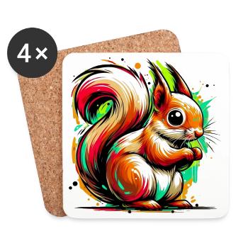 Squirrel - Coasters (set of 4) - white - Front