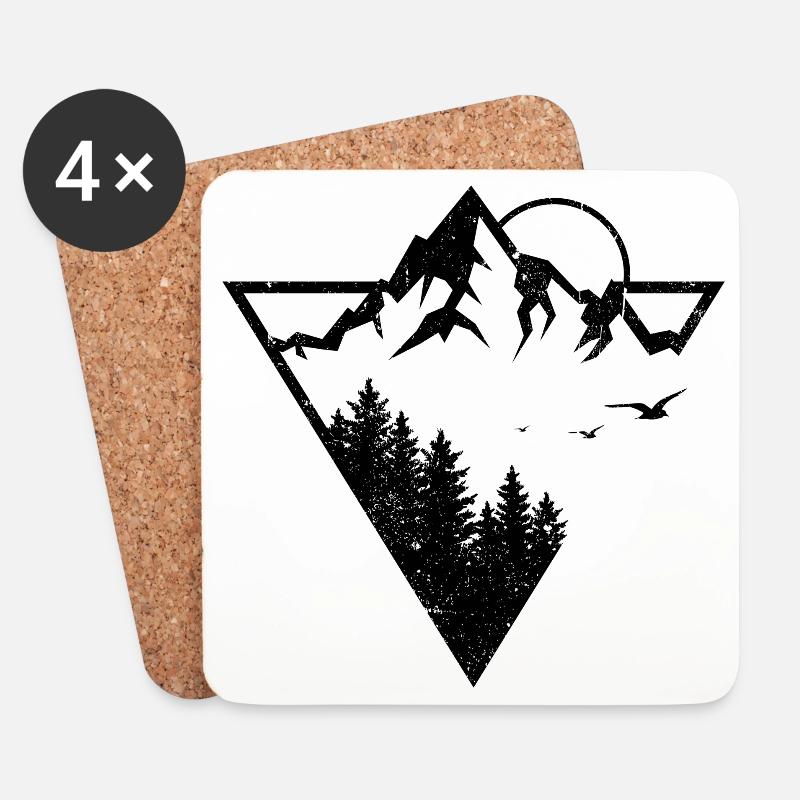 Natur Geometrie - Untersetzer (4er-Set) - Weiß