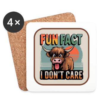 Fun Fact Kuh I Dont Care - Untersetzer (4er-Set) - Weiß - Vorne