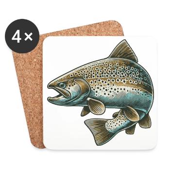 Lachs - Untersetzer (4er-Set) - Weiß - Vorne