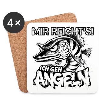 Mir reichts ich geh Angeln Hecht Grafik Geschenk - Untersetzer (4er-Set) - Weiß - Vorne