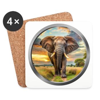 Elephant Animal - Coasters (set of 4) - white - Front
